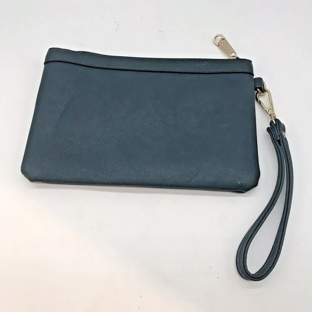 Dasein Teal Green Top Zip Wristlet Lined Vegan 9 x 6 inches Interior Zip Pocket